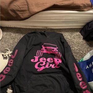 Monary Black and Pink Jeep Girl Kids Hoodie